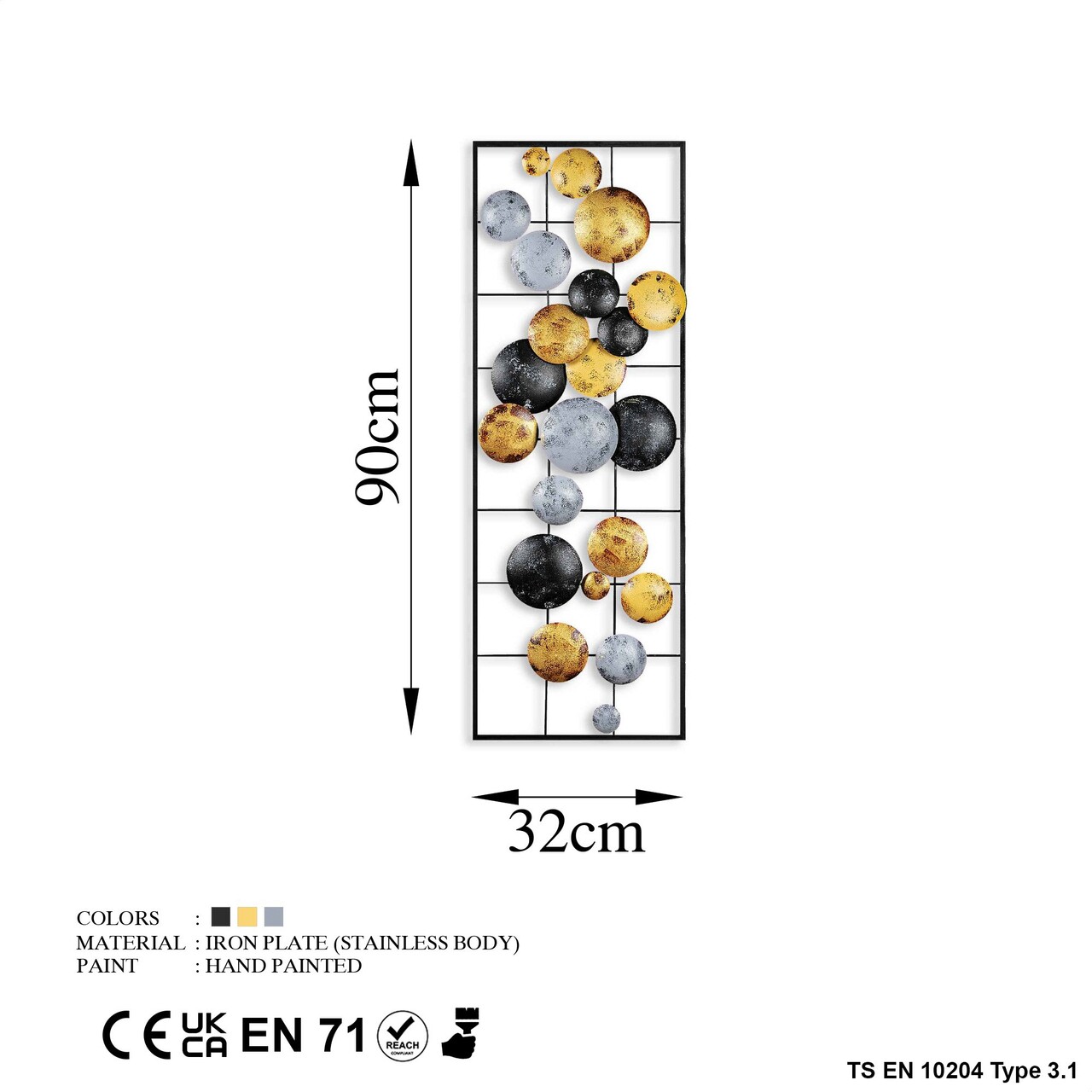 Decoratiune de perete, Camber, 90 x 32 x 4 cm, Multicolor - view 7