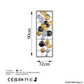 Decoratiune de perete, Camber, Metal, 90 x 32 x 4 cm, Multicolor