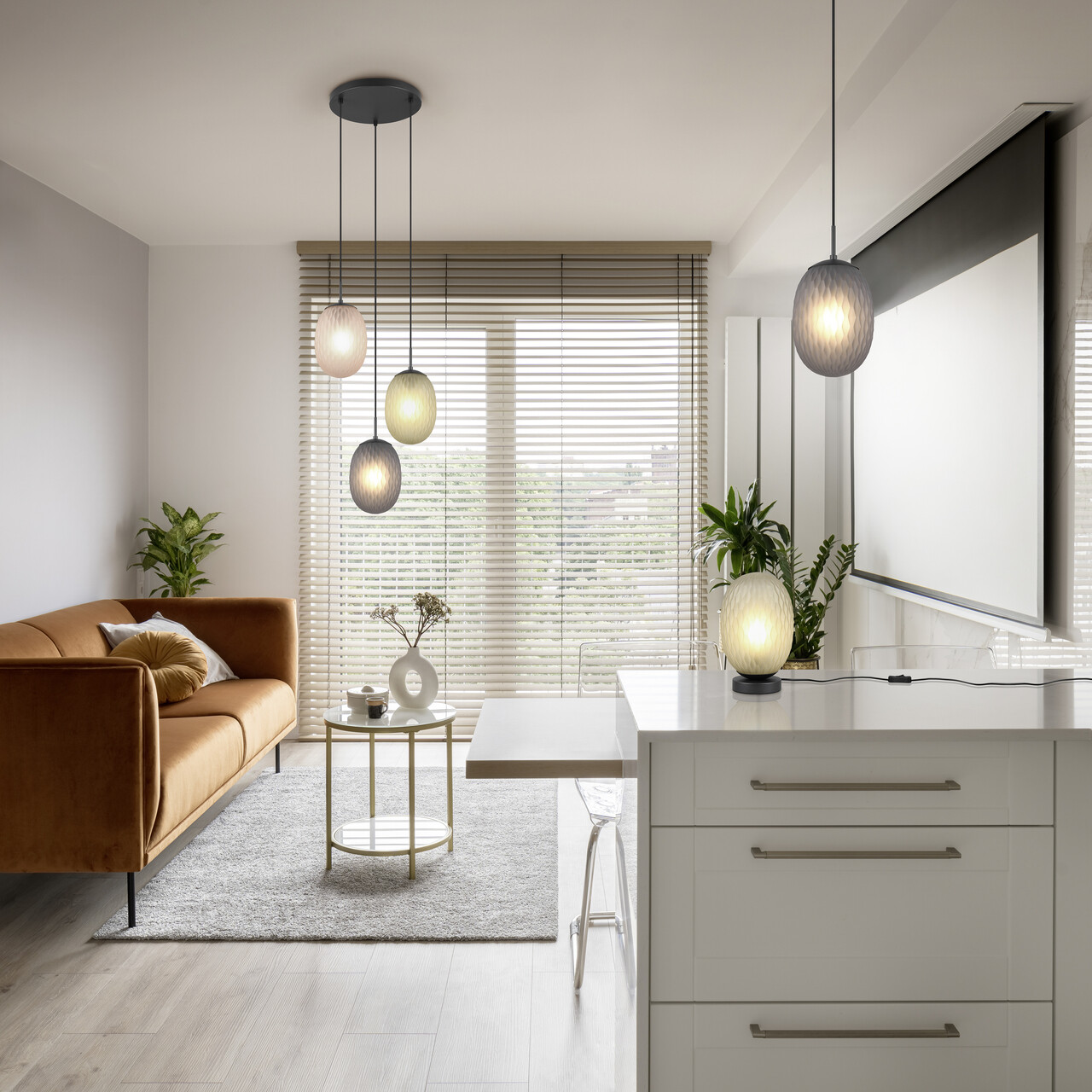 Lampa de masa Facette, TRIO, 17.5x28.5 cm, 25W, 1x E27, metal, negru/verde