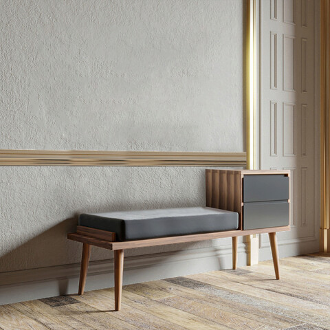 Cuier de perete, kalune design, rino, 120x40x45 cm, nuc / antracit