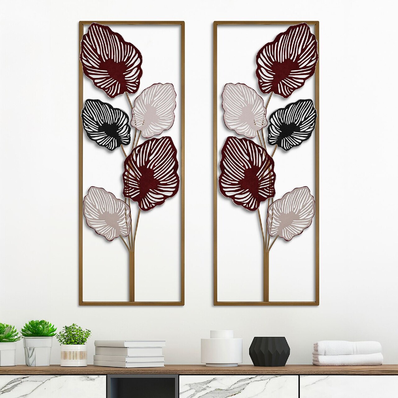 Set de accesorii decorative de perete din metal, Salim, Metal, Grosime: 0,6 mm, Multicolor