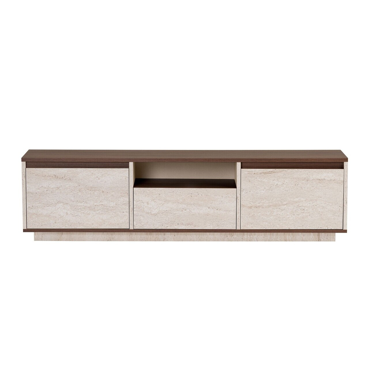 Comoda TV, Nordure, Sentinel, 160x42x30 cm, PAL, Travertin / Nuc Milano — imaginea 4