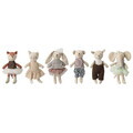 Set 6 papusi, Bloomingville, Animal friends, 10x4.5x16 cm, in/bumbac, multicolor