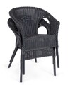 Scaun pentru gradina Alliss, Bizzotto, 58x61x74 cm, ratan/rachita, negru