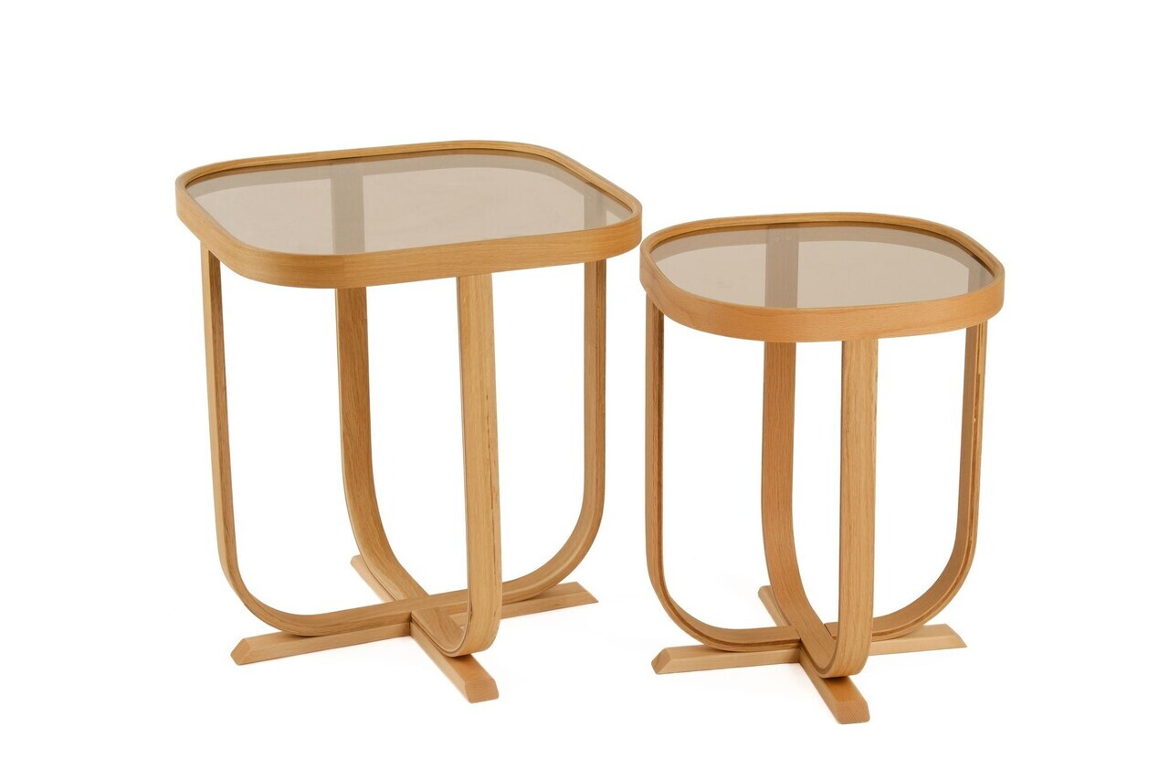 Set masute 2 piese, Hanah Home, Hisar 2, LEMN MASIV DE STEJAR, Stejar — imaginea 2