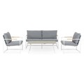 Set 2 fotolii, canapea si masuta, Pori, L.67 l.78 H.76 aluminiu, alb/gri