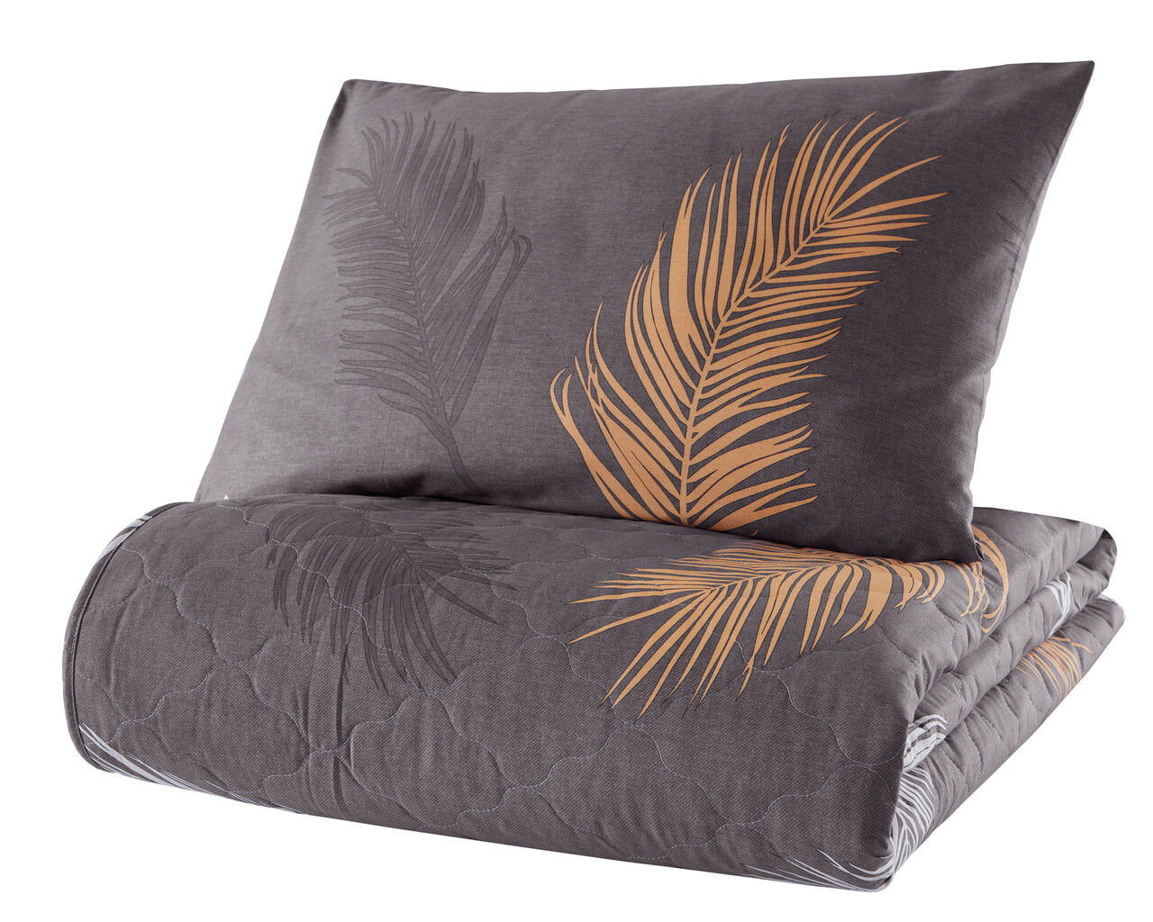 Set cuvertura Single 2 piese, Olivia - Gold, Grey, Eponj Home, Bumbac Ranforce