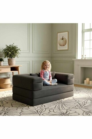 Canapea extensibilă pentru copii, Atelier del Sofa, 326NYR1109, Gri inchis