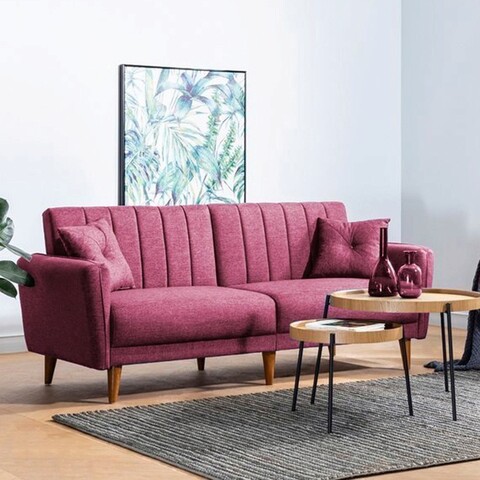 Canapea extensibila cu 3 locuri, unique design, 867unq1358, lemn de carpen / metal, rosu claret