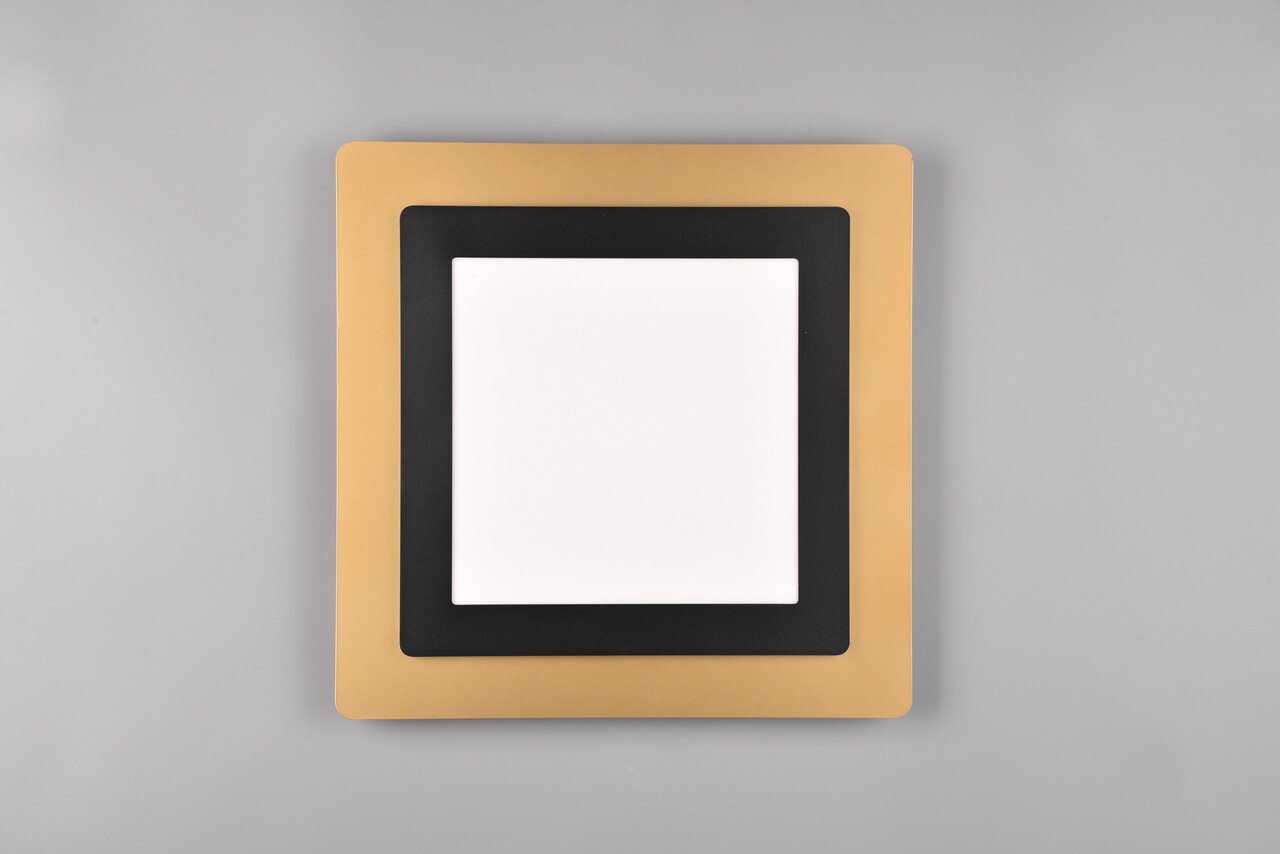 Plafoniera Morgan, TRIO, 45x45x4.2 cm, 46W, 1x SMD, metal, negru/auriu