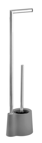 Suport hartie igienica si perie pentru toaleta, wenko, avola, 13 x 16 x 70 cm, inox/polipropilena, gri