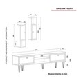 Comoda TV cu rafturi de perete Ravenna White, Talon, 180 x 50.5 cm/88.6 x 25 cm, alb/auriu/negru