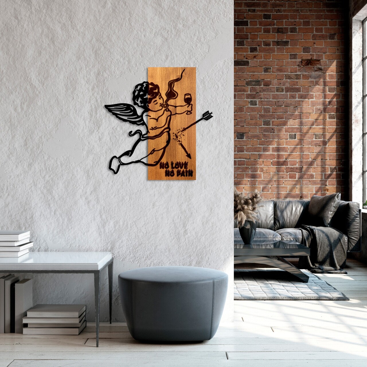 Decoratiune de perete, Wine &amp; Eros, Lățime: 57 cm, Nuc / Negru - view 4