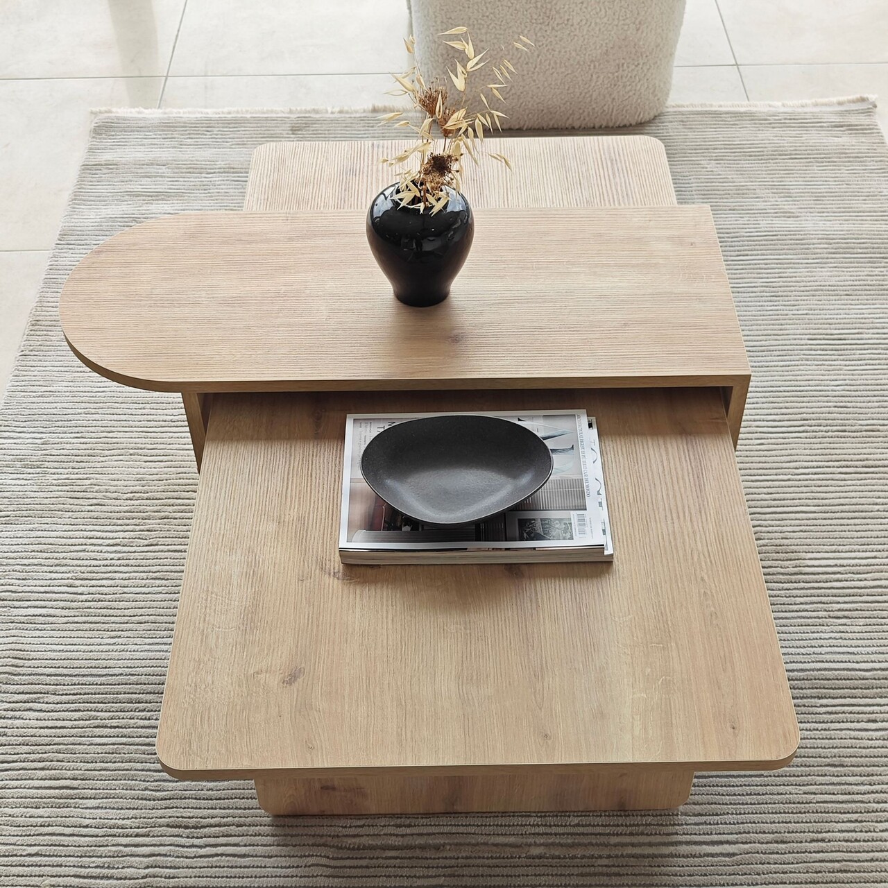 Set masute de cafea, Hanah Home, Paris, Bronz / Stejar Safir - imagine 7