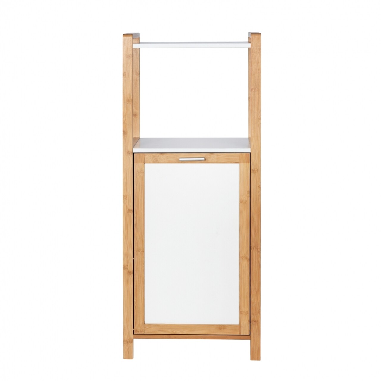 Organizator si cos pentru rufe 2 in 1 Finja, Wenko, 40 x 95 cm, bambus, alb/natur - 2 | YEO