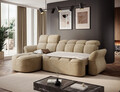 Coltar extensibil stanga 3 locuri ELTAP, Beneth, 301x185x115 cm, lemn/poliester, bej inchis
