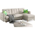 Coltar extensibil reversibil 3 locuri ELTAP, AsgL-18, Asgard, 248x162x93 cm, lemn/poliester, bej deschis