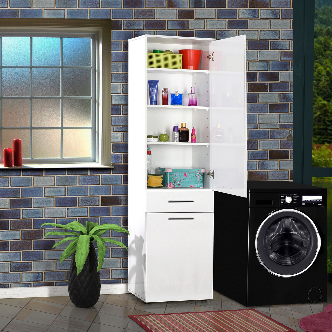 Dulap multifunctional, Hanah Home, Adr-621-Pp-1, 52x187x38 cm, Alb - view 3