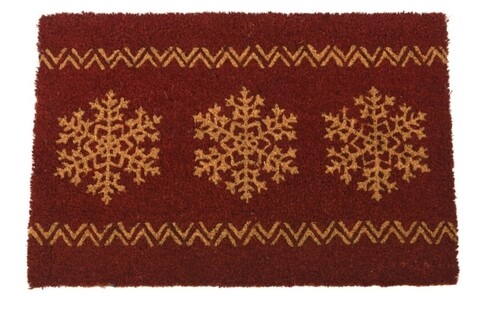 Covor Three snowflakes, 39×59 cm, fibra de cocos, rosu