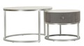Set 2 masute de cafea Greys, Mauro Ferretti, 70x45 cm, 50x40 cm, lemn de pin/MDF/metal, gri/argintiu