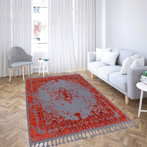 Covor, las monte 3012, 200x290 cm, 60% bumbac;40% fibre acrilice, gri/roșu