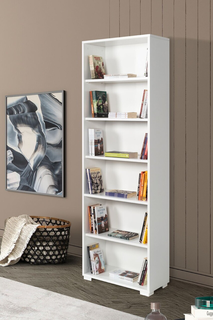 Corp biblioteca, Hanah Home, Evm 8124, 60x187x30 cm, PAL, Alb — imaginea 3