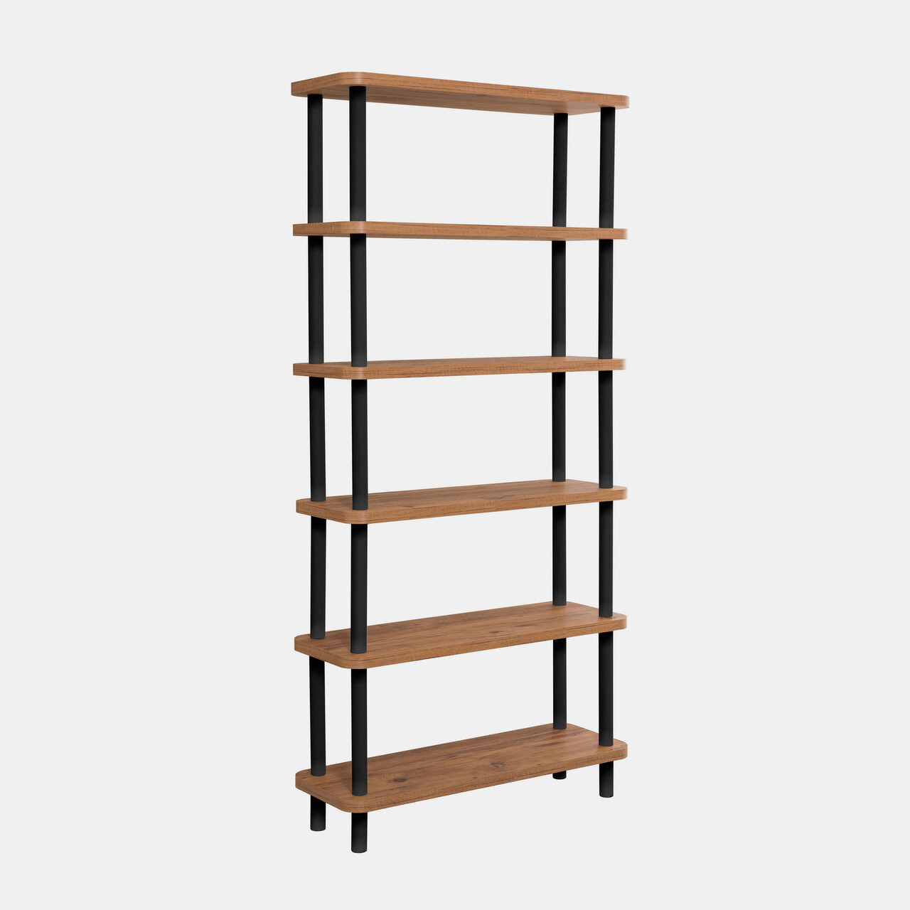 Corp biblioteca, Dora, Gala, 80x168.5x28 cm, Negru / Pin Atlantic - 2 | YEO