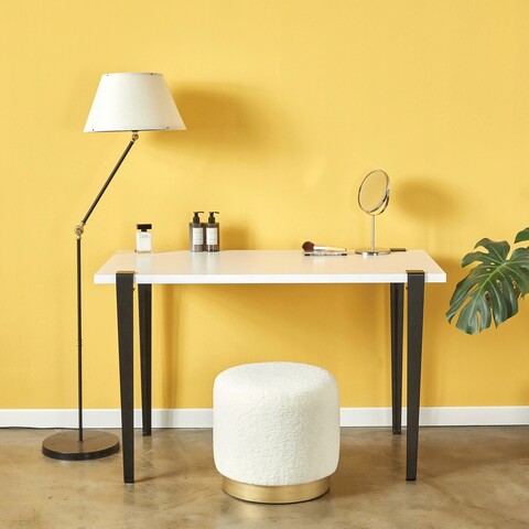 Masa de toaleta / machiaj, Logg, Elaea, 90x75x45 cm, Alb negru 90x75x45 imagine 2022