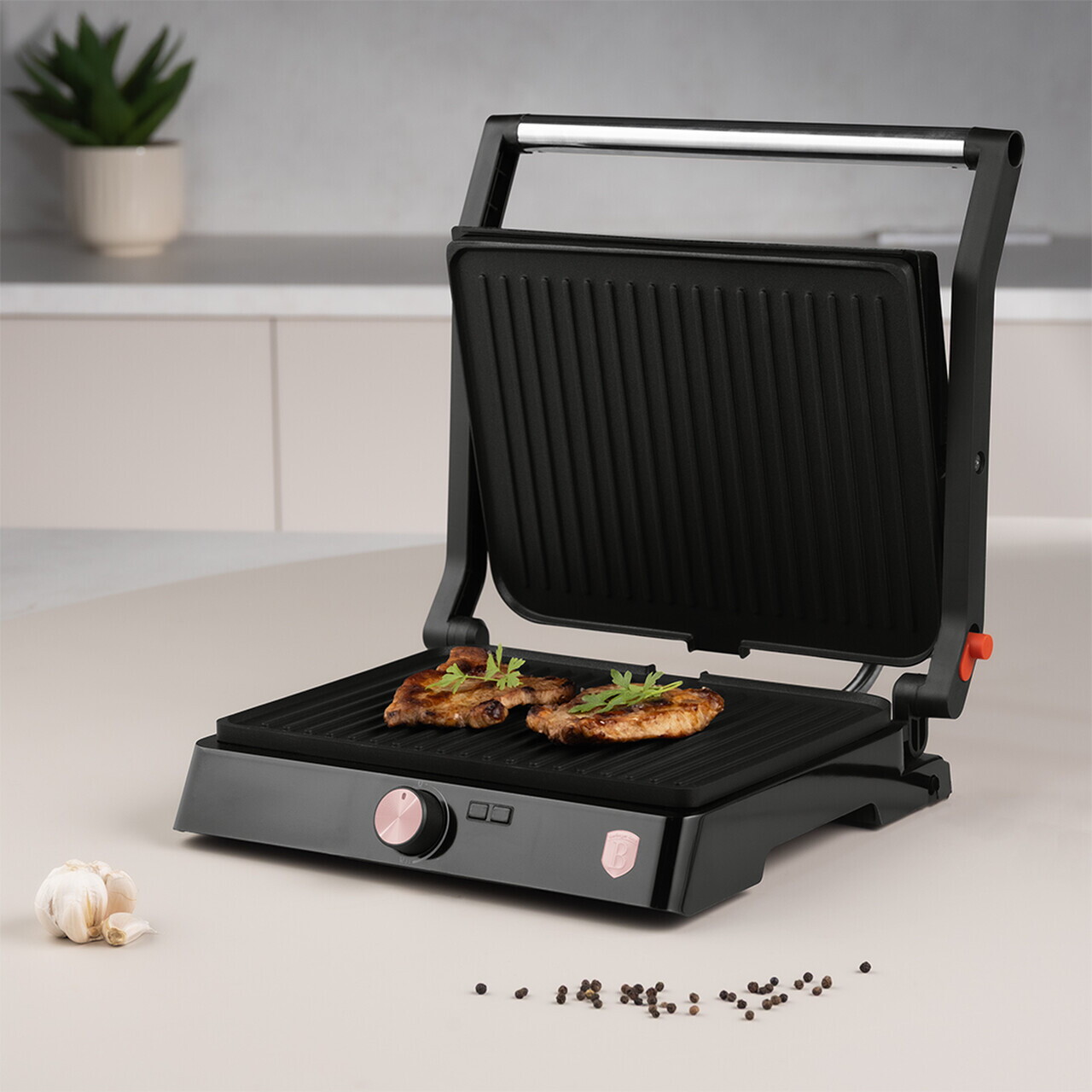 Gratar electric Berlinger Haus, Black Rose, 2200W, 29x23 cm, negru/argintiu - imagine 3