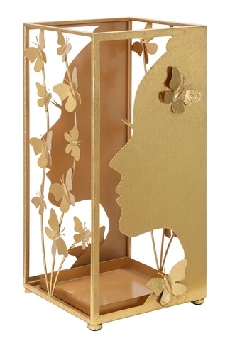 Suport pentru umbrele Glam Face, Mauro Ferretti, 24×22.5×48.5 cm, fier, auriu