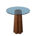 Masuta de cafea, Neostill, Thales Walnut, Albastru, 50x50x50 cm, Sticla temperata, Nuc / Albastru