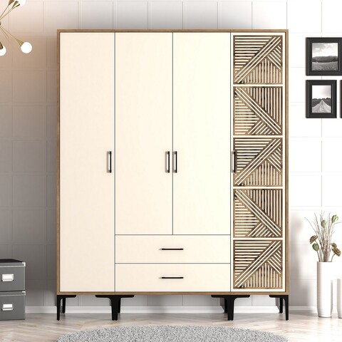 Dulap pentru haine, Hommy Craft, Kumsal STP, 160x47.5x201.4 cm, PAL, Maro/Crem