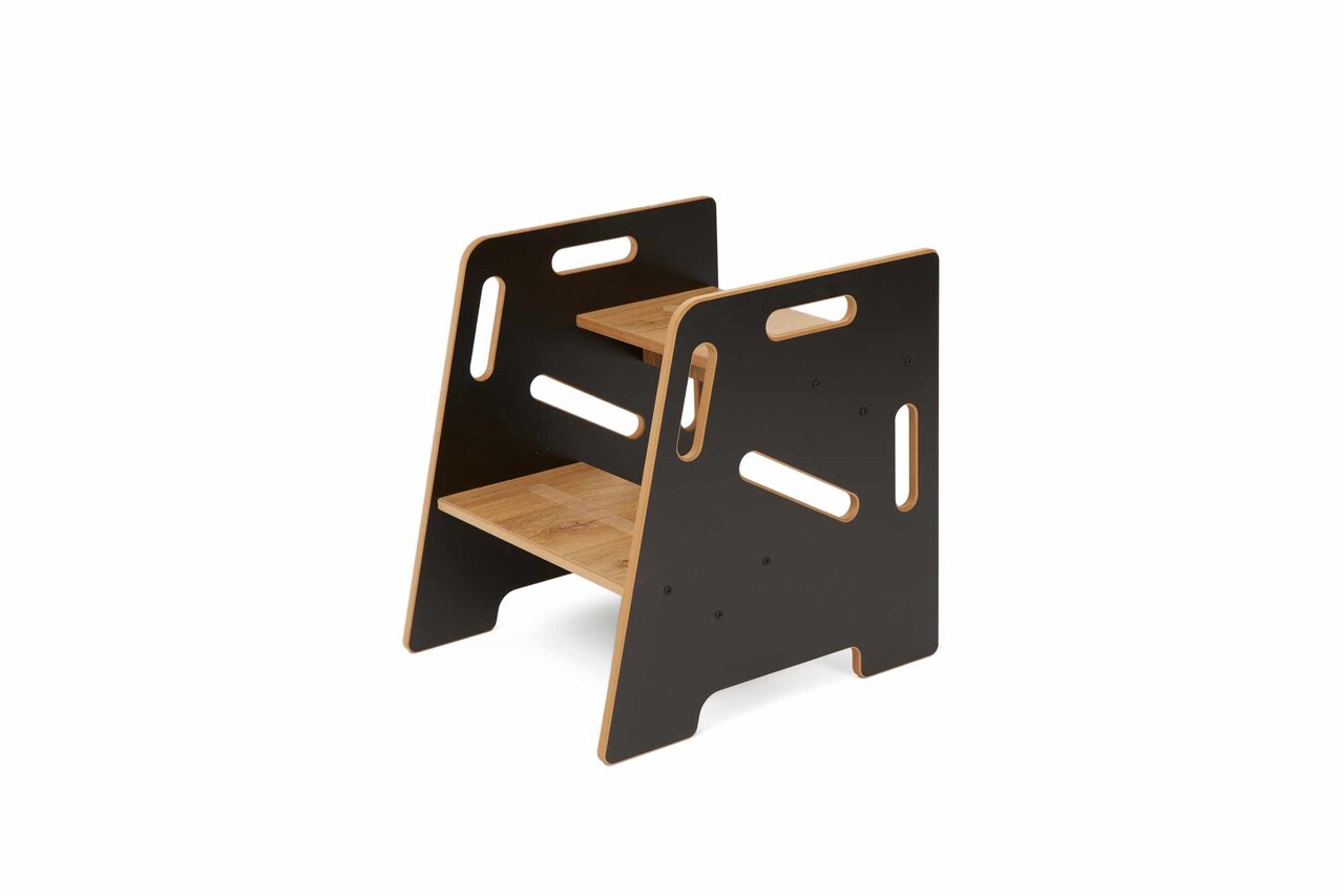 Scaun pentru copii, Hanah Home, Step Stool, 34x39x39 cm, Negru / Natural - view 2