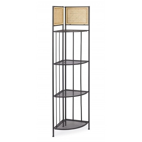 Etajera de colt, elyot, bizzotrto, pliabila, 49x34x162, otel/ratan/mdf