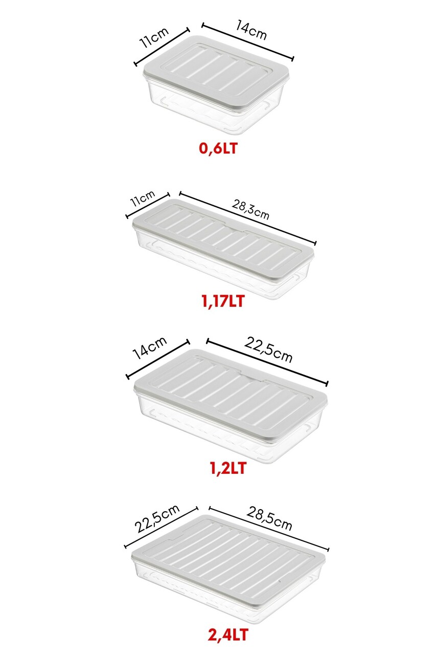 Set recipiente depozitare, Hermia, 639OKK1156, Dimensiune medie: 28,3 x 11 x 4,8 cm / 1170 ml (2 bucăți), Gri - imagine 6