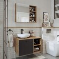 Set Dulap de Baie cu Chiuvetă și Oglindă (2 Piese), Hanah Home, 2472, MDF, Pin Atlantic / Antracit