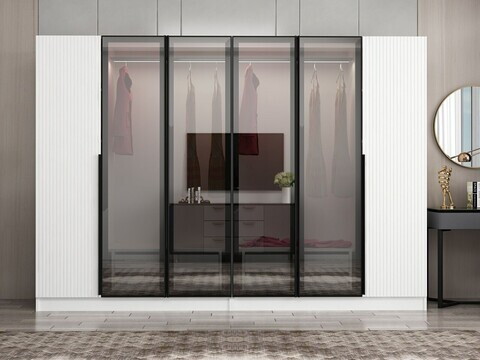 Dulap pentru haine, Hanah Home, Nisa, 270x210x52 cm, Alb
