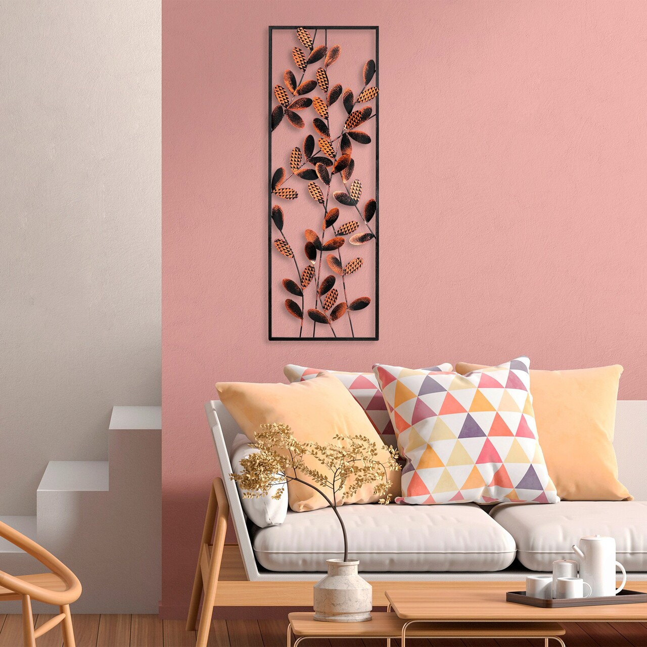 Decoratiune de perete, Olips 6, Metal, Dimensiune: 32 x 90 cm, Multicolor - 2 | YEO