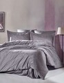 Lenjerie de pat dubla, Lucio - Dark Grey, Şaheser, Bumbac Satinat
