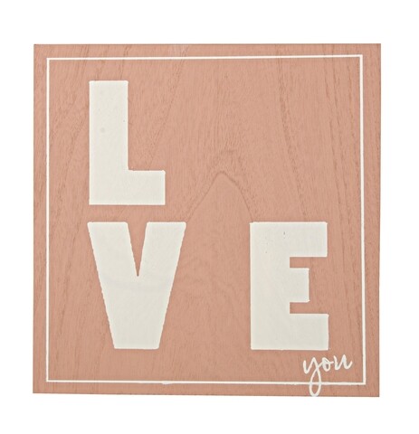 Decoratiune, bizzotto, lve you, 30 x 30 cm, lemn, maro/alb