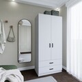 Dulap pentru haine, Miwood, Yaman 1600-042, 80x182x47 cm, PAL, Alb mat