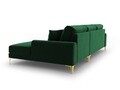 Coltar dreapta, Madara, Mazzini Sofas, 5 locuri, gold legs, 254x182x90 cm, catifea, verde bottle