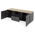 Comoda TV cu 2 usi si 1 sertar, Capri, L.120 l.38 H.45, pal/mdf, gri/natur