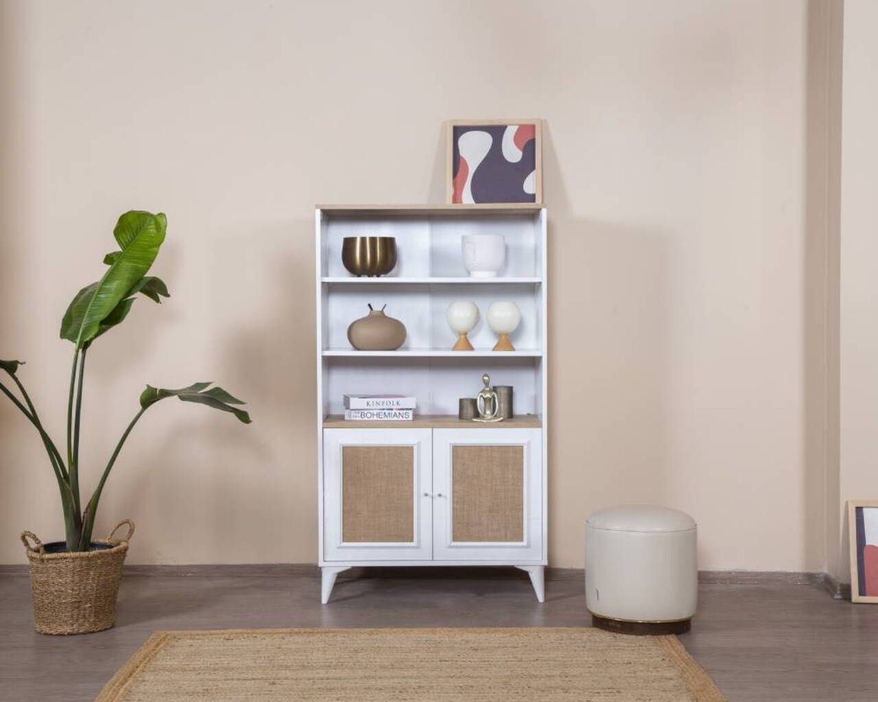 Corp biblioteca, Wolina, Mount, 90x158x41 cm, Stejar alb - 1 | YEO