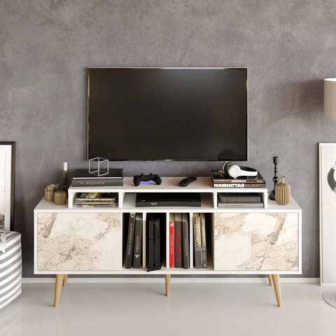 Comoda tv, retricy, char, 160x35x70.8 cm, pal, alb