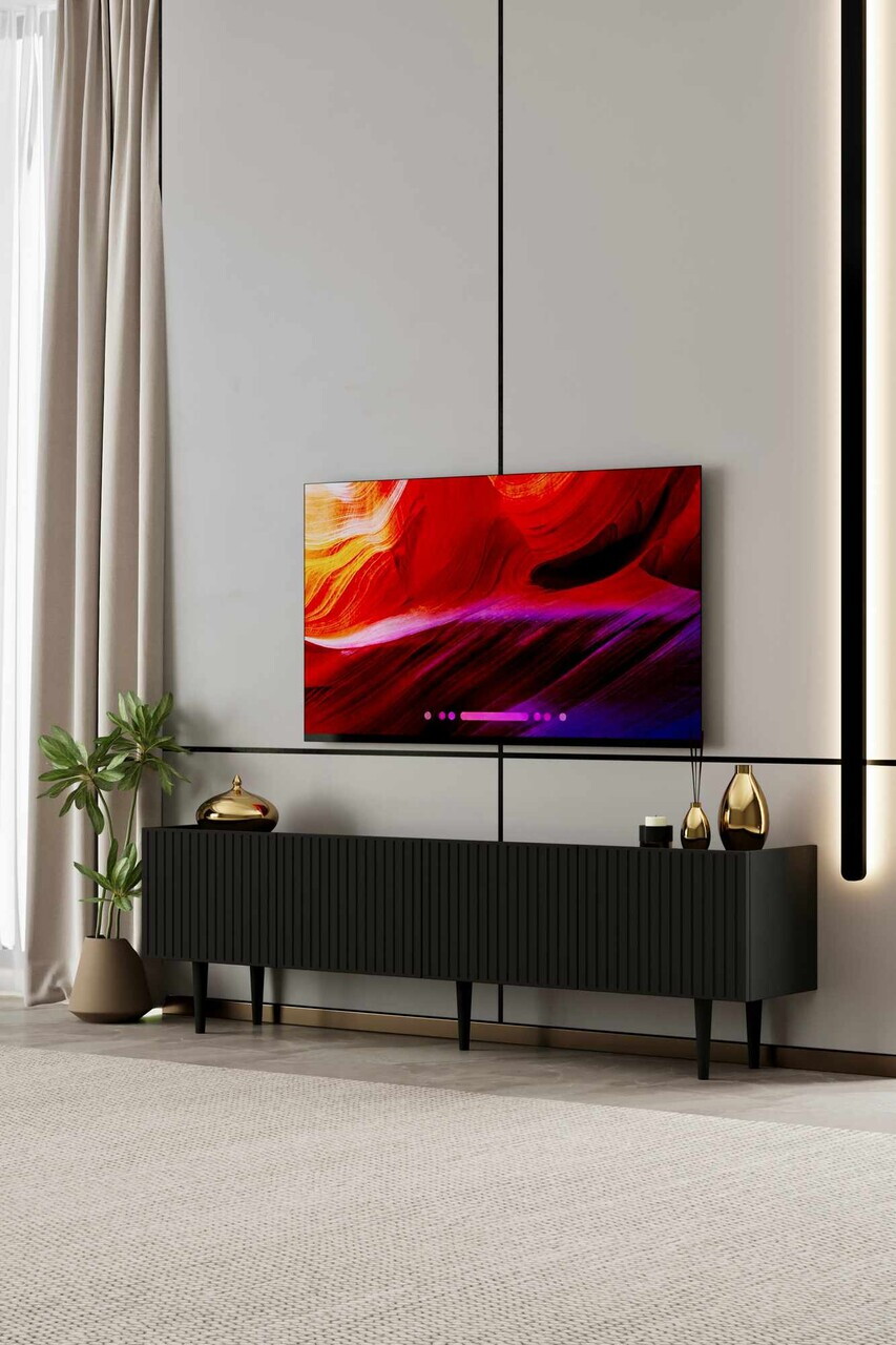 Comoda TV, Hanah Home, Capella 160, 160x50x29 cm, MDF, Negru - view 2