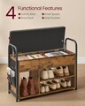 Bancheta cu pantofar si spatiu de depozitare, Vasagle, 80.6x30x62.5 cm, max 91 kg, otel/piele ecologica, maro/negru