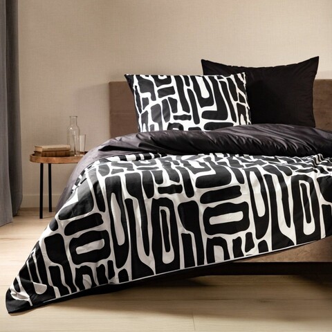 Lenjerie de pat pentru o persoana Twilight, Homla, 2 piese, 140x200 cm, microfibra din poliester, negru/alb