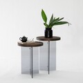 Set masute de cafea, Neostill, Serenity 2, Sticla temperata, Nuc / Gri închis