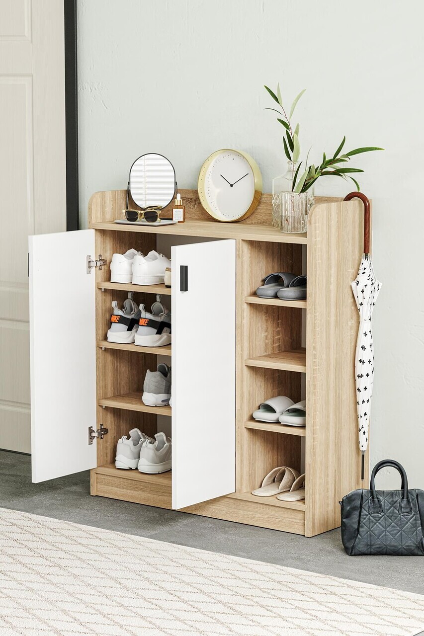 Pantofar, Hanah Home, Palaz, 90x102x.33 cm, PAL, Stejar Sonomo / Alb — imaginea 2